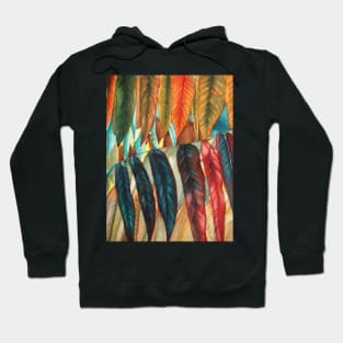 colourful red and gold autumn leaf art Hoodie